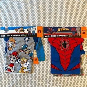 NWT 2 packs of 4 pieces pajamas Spider-Man Paw Patrol